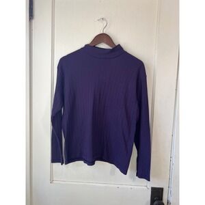 Bobbie‎ Brooks Purple Ribbed Mock Neck Long Sleeve Top Women's Medium